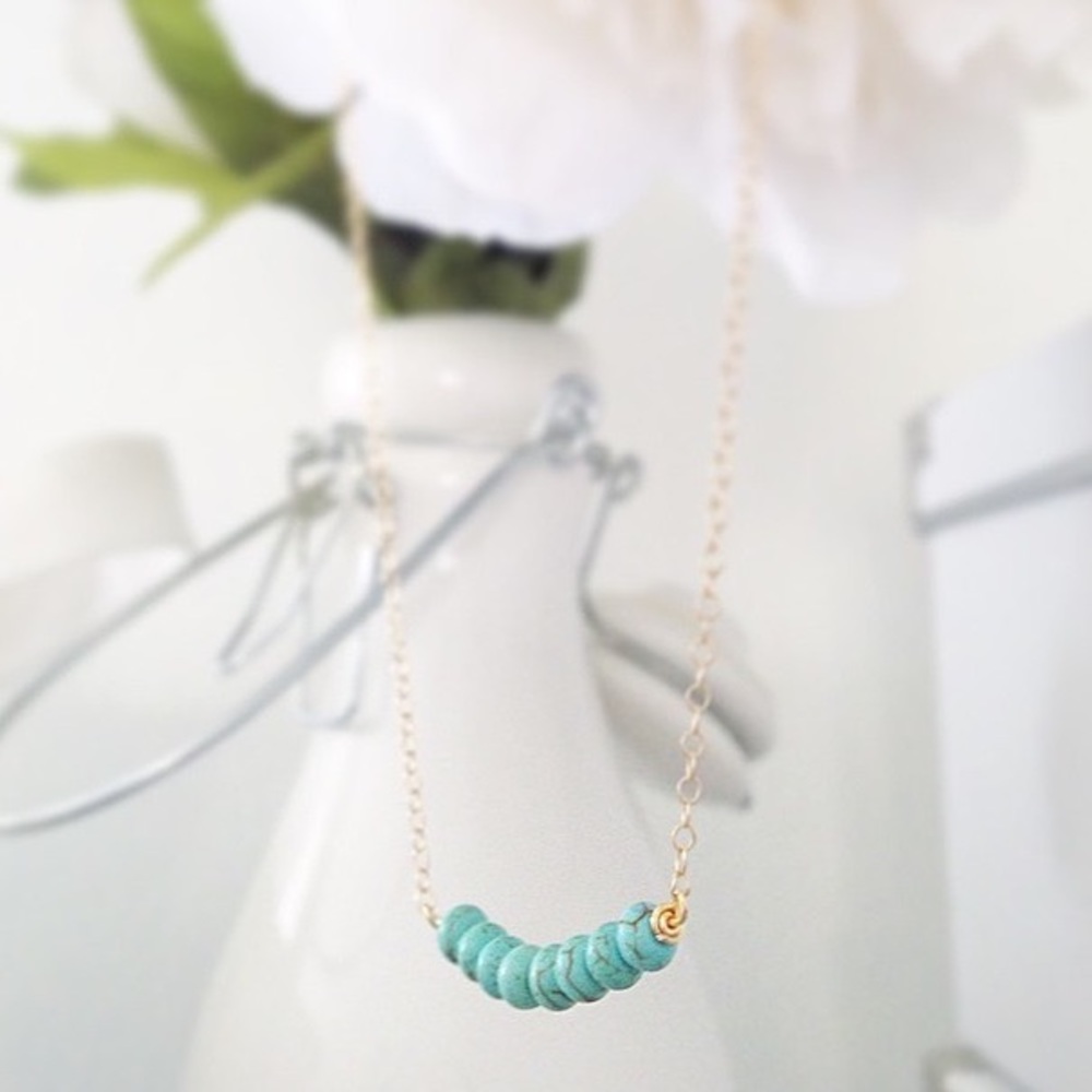 Turquoise (faux) Beaded Gold Filled Neckla…